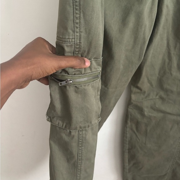 Sixty-siX pants utility cargo wide leg olive green high waist L - Picture 5 of 8